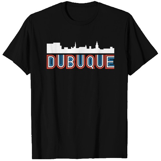 Red White Blue Dubuque Iowa Skyline T Shirts