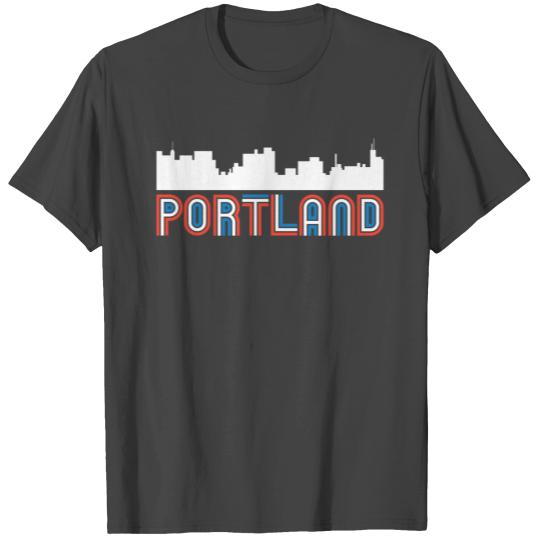 Red White Blue Portland Maine Skyline T Shirts