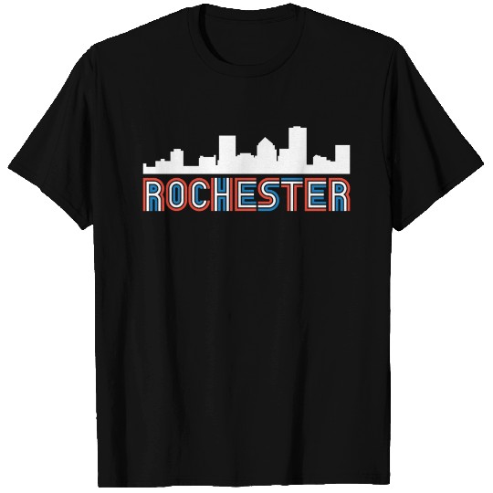 Red White Blue Rochester New York Skyline T Shirts