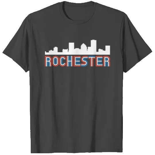 Red White Blue Rochester New York Skyline T Shirts
