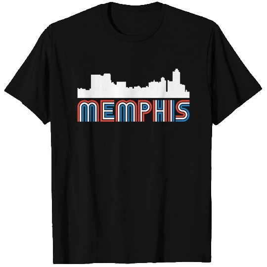 Red White Blue Memphis Tennessee Skyline T Shirts
