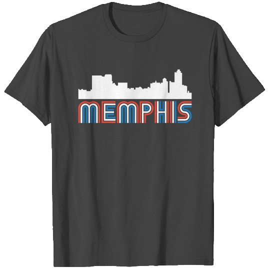 Red White Blue Memphis Tennessee Skyline T Shirts