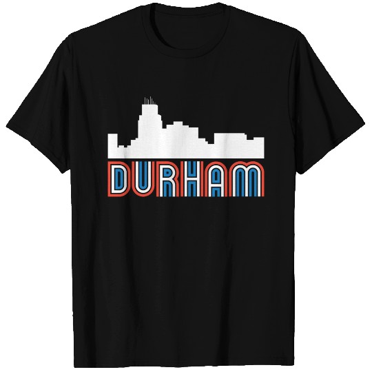 Red White Blue Durham North Carolina Skyline T Shirts