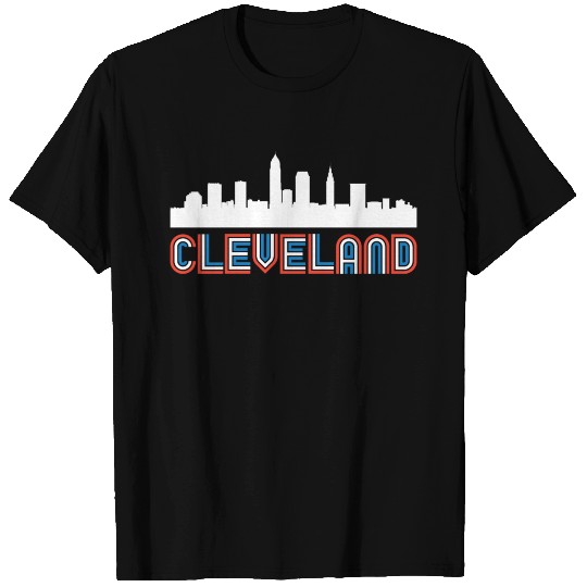 Red White Blue Cleveland Ohio Skyline T Shirts
