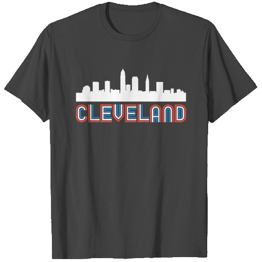 Red White Blue Cleveland Ohio Skyline T Shirts