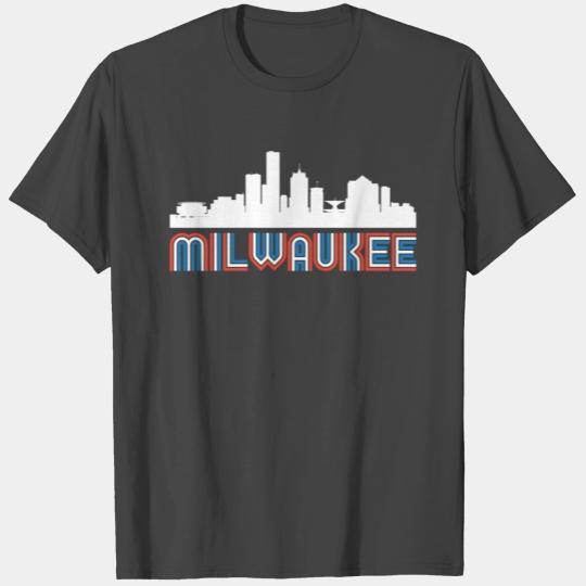 Red White Blue Milwaukee Wisconsin Skyline T Shirts