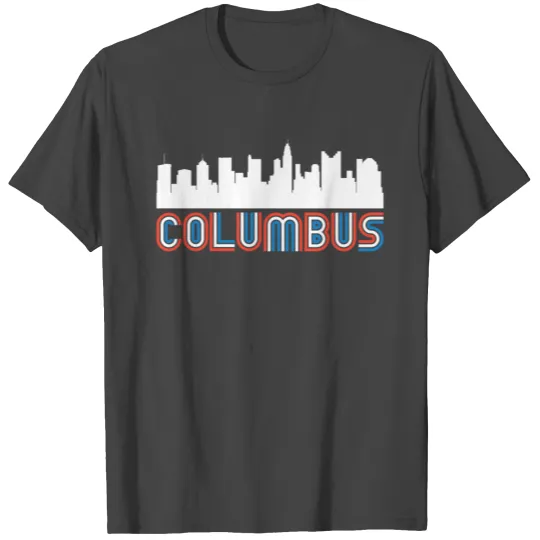 Red White Blue Columbus Ohio Skyline T Shirts