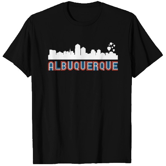 Red White Blue Albuquerque New Mexico Skyline T Shirts