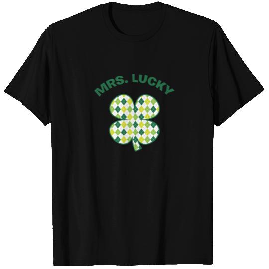 Mrs. Lucky Shamrock Green Clover St Patricks Day T Shirts