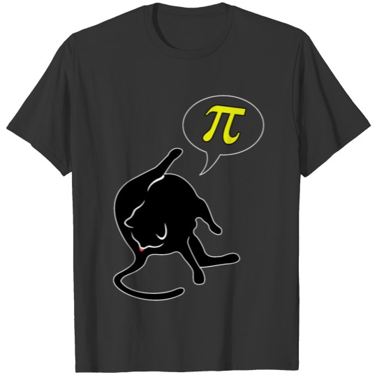 Cat licks butt and thinks of pi mathematics pi day T Shirts