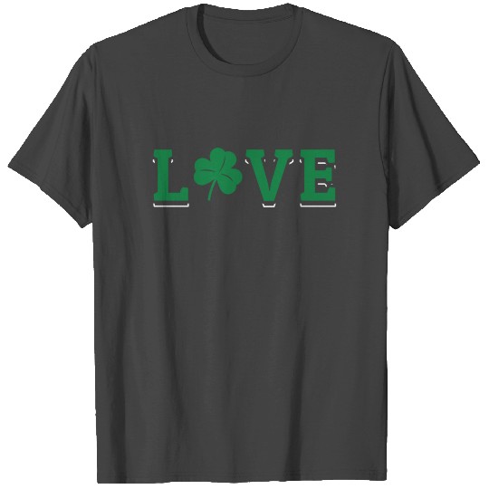 LOVE St. Patrick's Day Women T Shirts green Shamrock