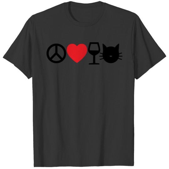 peace love wine and cats T-shirt