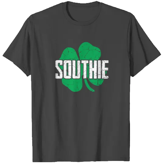 Southie Distressed Green Shamrock St Patricks Day T Shirts