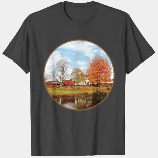 Farm by Pond in Autumn T Shirts