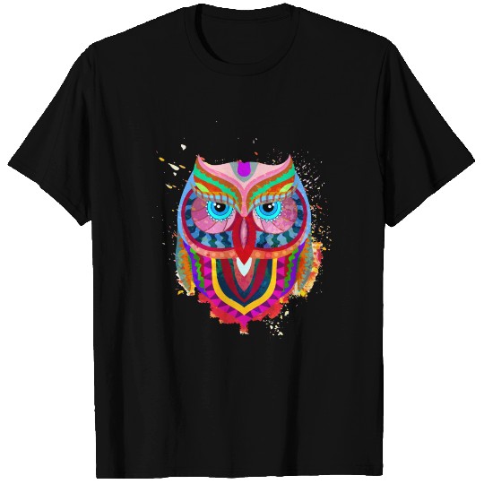 colorful owl design T Shirts