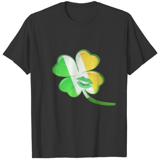 Shamrock clover irish flag kiss pattys T-shirt