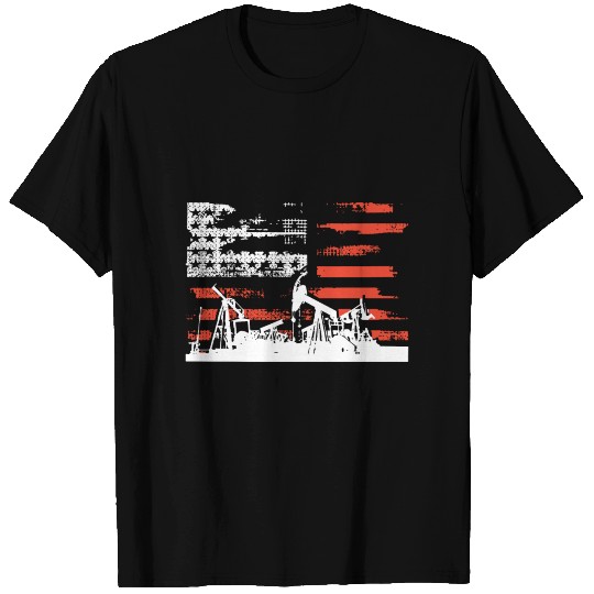 Oilfield Patriotic Flag With Oil Pumping Rig ameri T Shirts