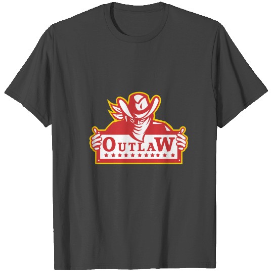 Outlaw Holding Sign Retro T Shirts