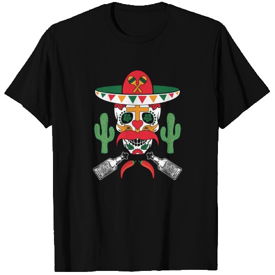 Cinco De Mayo Sugar Skull With Cactus Mexican T Shirts