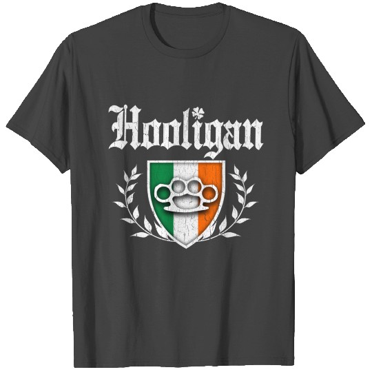 Irish Hooligan Crest vintage distressed look T Shirts