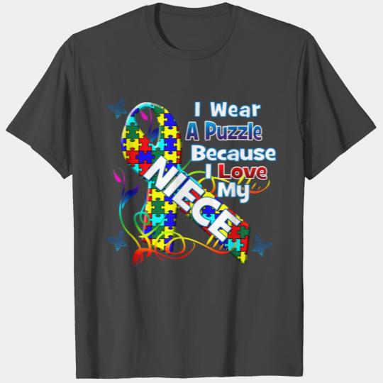 Autism Awareness I Wear A Puzzle For My Niece T Shirts