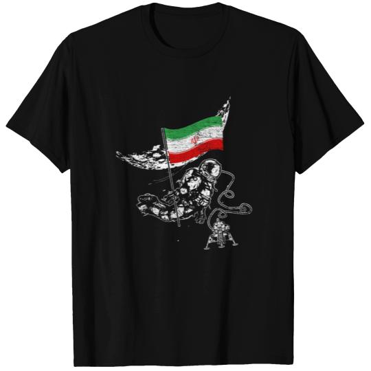Astronaut moon Iran flag space gift idea T Shirts