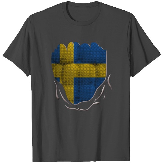 Funny Sweden Flag Ripped Abs Muscles T Shirts