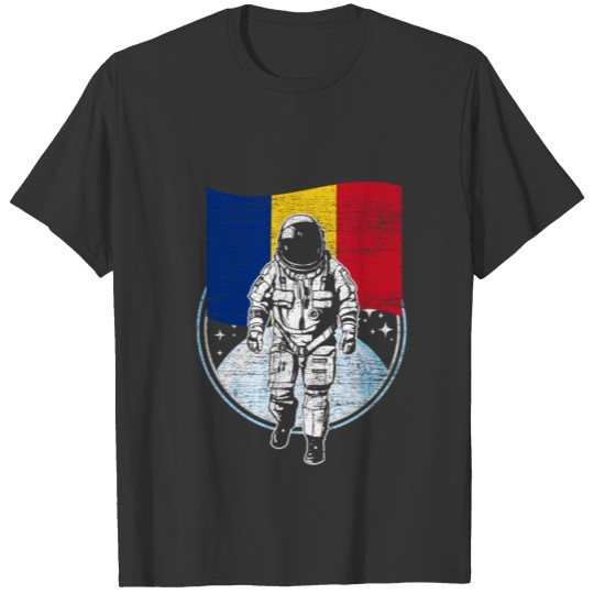 Astronaut moon Romania flag nation T-shirt