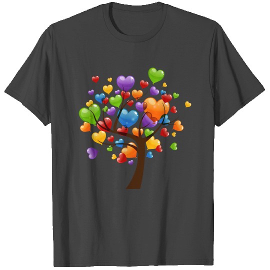 Colored heart tree T Shirts