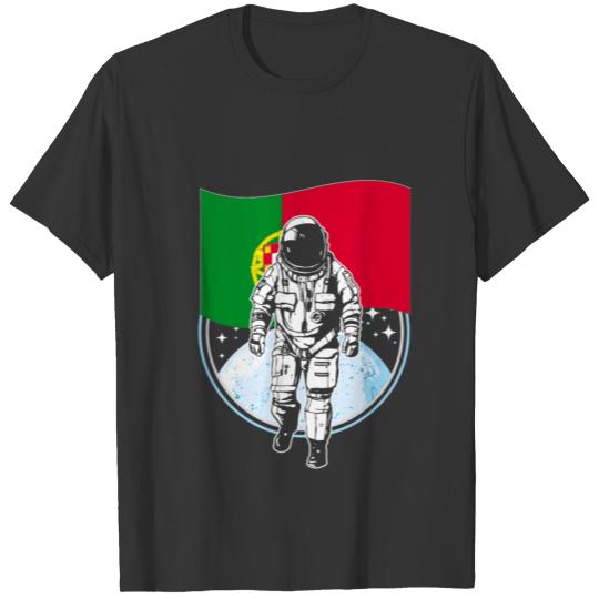 Astronaut moon portugal flag T-shirt