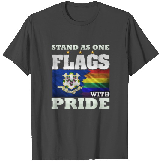 LGBT and Connecticut state flag design T Shirts