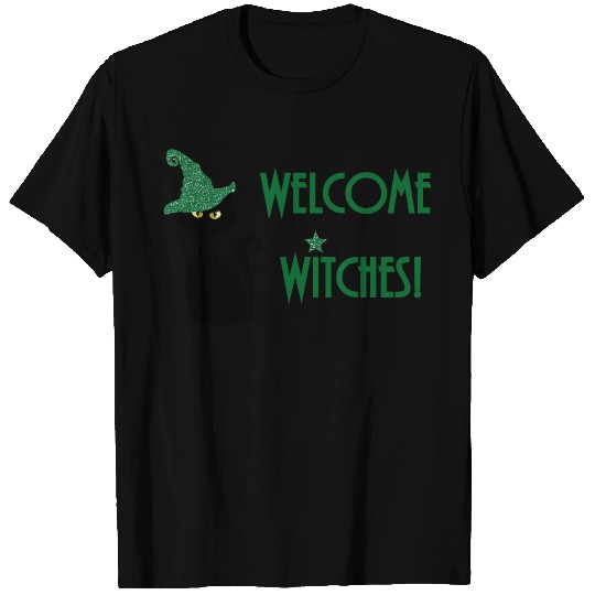 witches welcome with funny witchy wicca cat T Shirts
