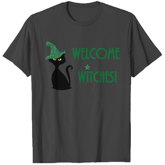 witches welcome with funny witchy wicca cat T Shirts