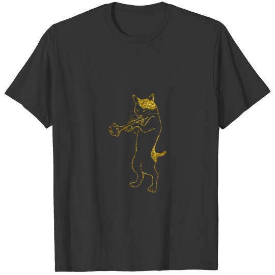 Awesome LOVE Cats Gold Glitter Trumpet T Shirts