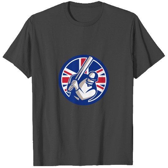 British Cricket Batsman Union Jack Flag Icon T Shirts