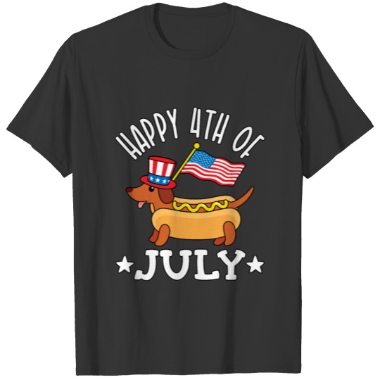 Patriotic Dachshund Hot Dog Americana 4th of July T Shirts