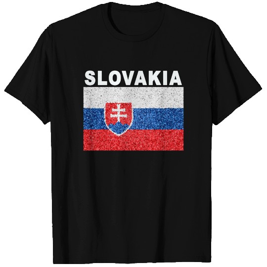 slovakia flag stained glass effect design T Shirts