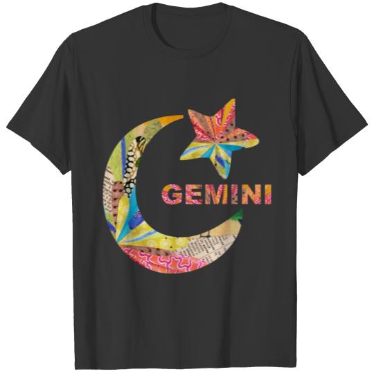 wordtease GEMINI moon star zodiac multi T-shirt