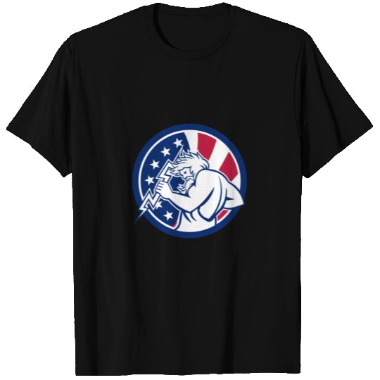 Zeus With Thunderbolt USA Flag Icon T Shirts
