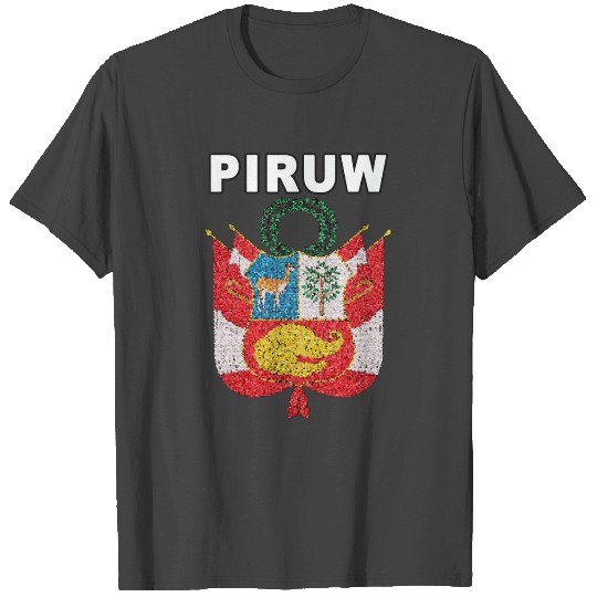 Peru coat of arms stained glass effect design T Shirts
