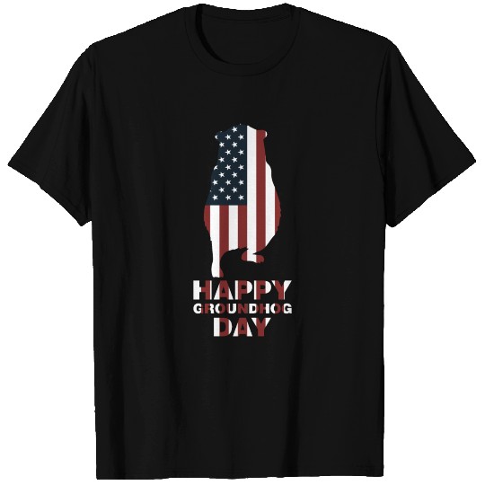 Happy Groundhog Day USA Flag Celebration Tradition T Shirts