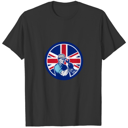 British Auto Mechanic Union Jack Flag Icon T-shirt