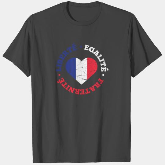 Liberty Equality Fraternity French France Heart T Shirts