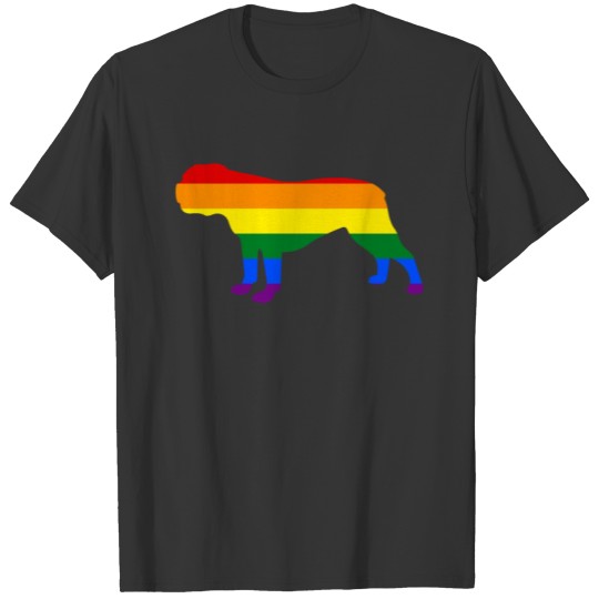Gay Dogs Bulldog Rainbow Gay Pride Flag T-shirt
