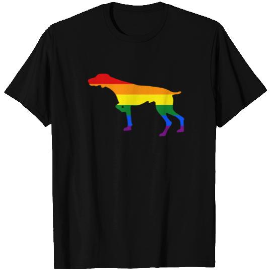 Doggie Mom German Shorthaired Pointer Rainbow Flag Top T Shirts