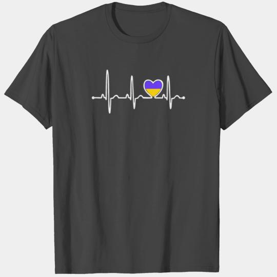 Ukraine Country Flag Heartbeat T Shirts