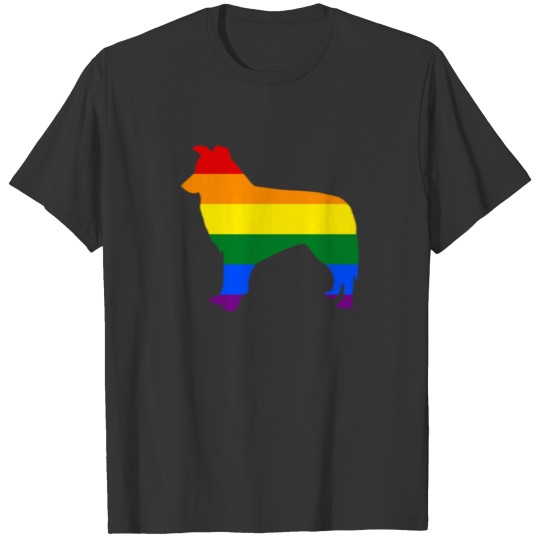Gay Dog Border Collie Rainbow Gay Flag T-shirt