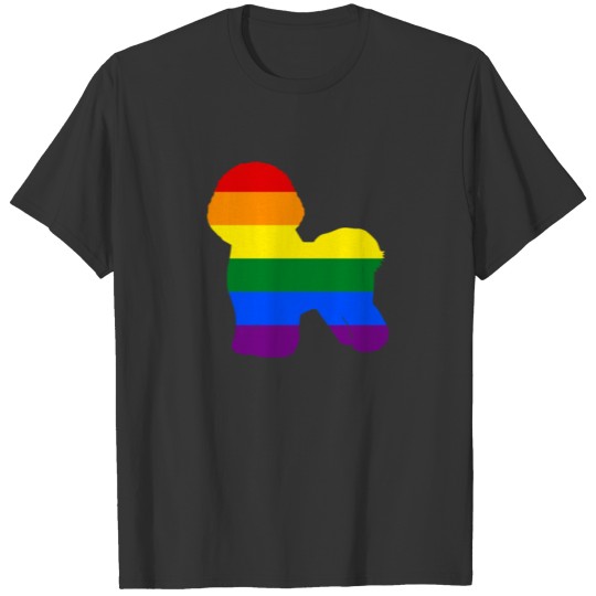 Gay Dog Rainbow Party Flag Bichon Frise T-shirt