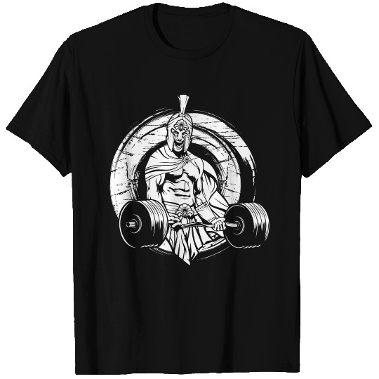 Sport Gym Sparta warrior barbell white T Shirts