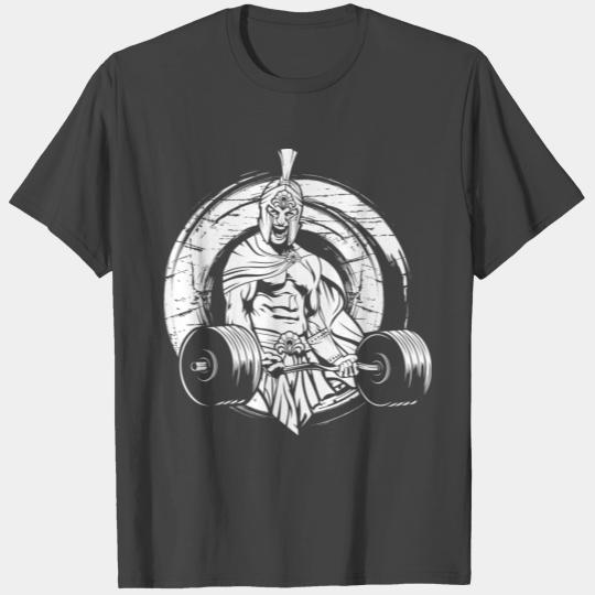 Sport Gym Sparta warrior barbell white T Shirts